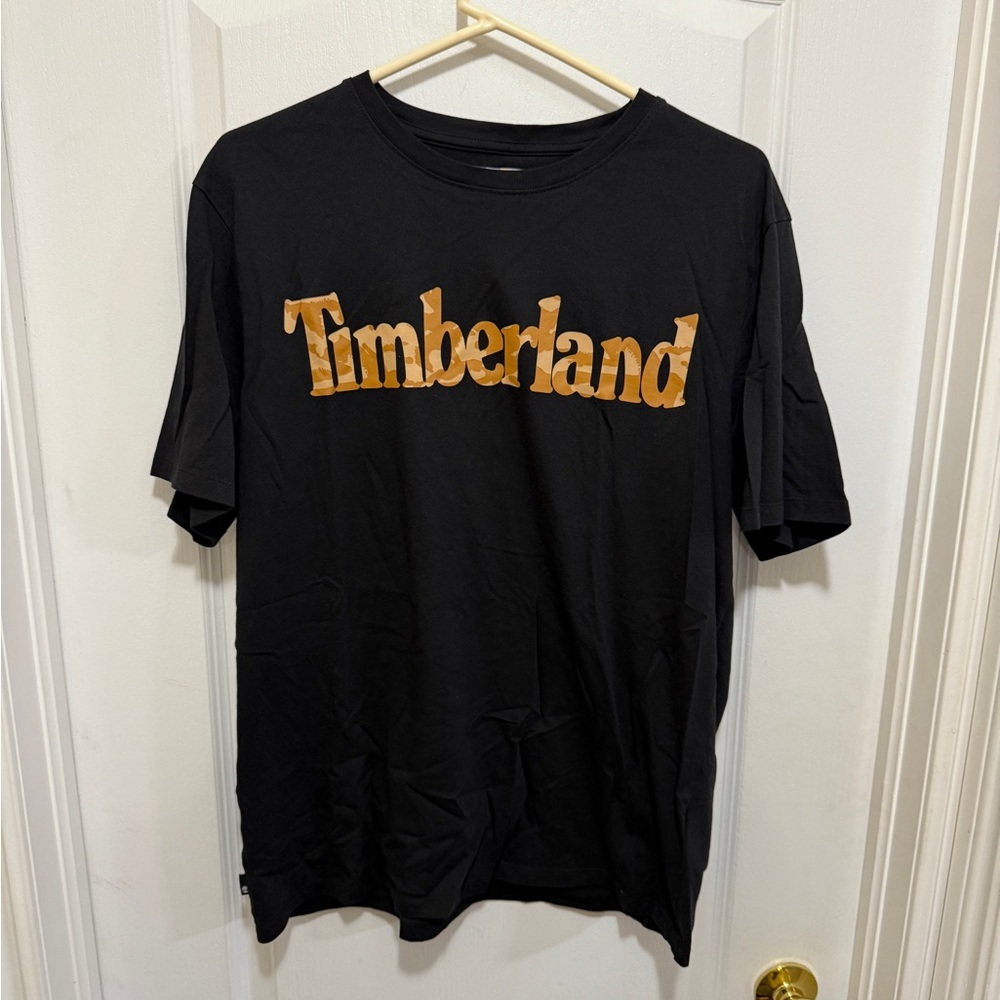 Timberland script camo shirt XL